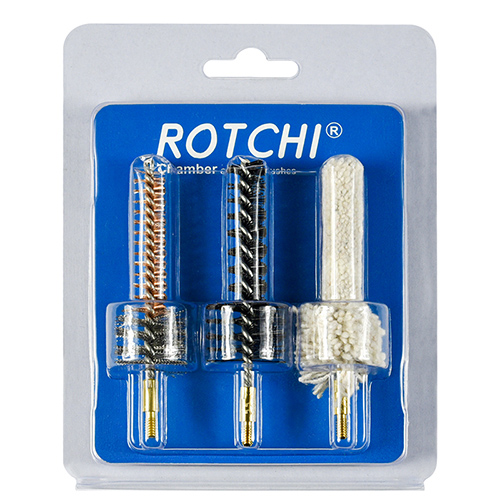 Tüfek yatağı temizleme fırçası 3'ü 1 arada set, blister ve kart paketi. Mevcut