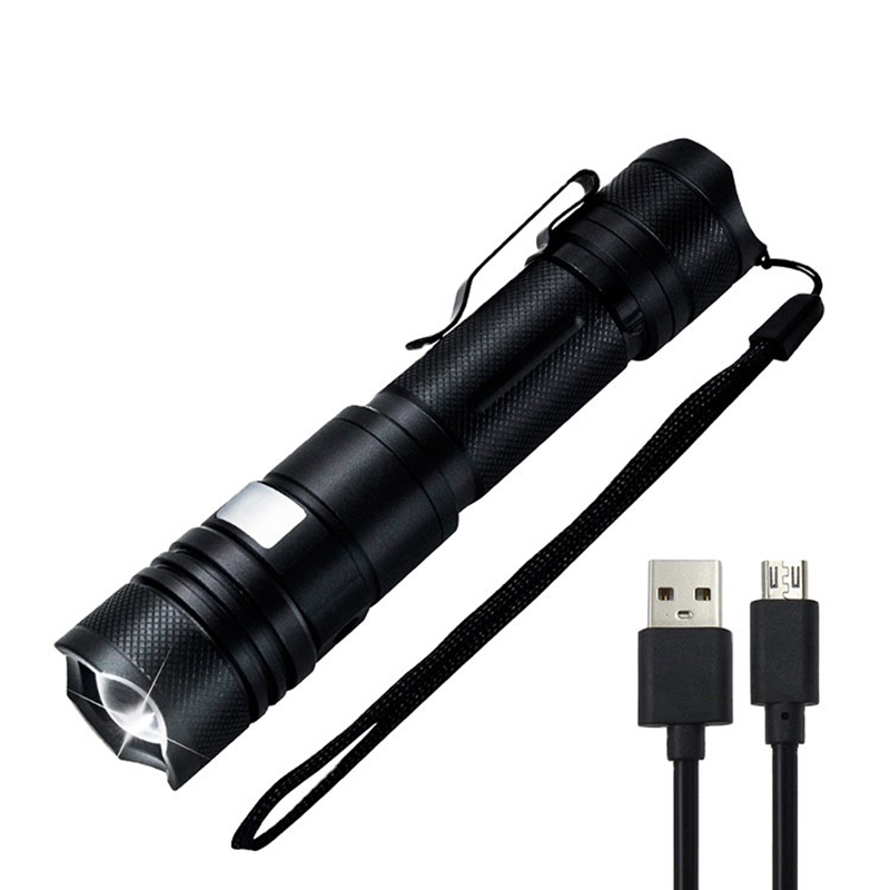 Usb Şarj Edilebilir LED Su Geçirmez Yakınlaştırma El Feneri